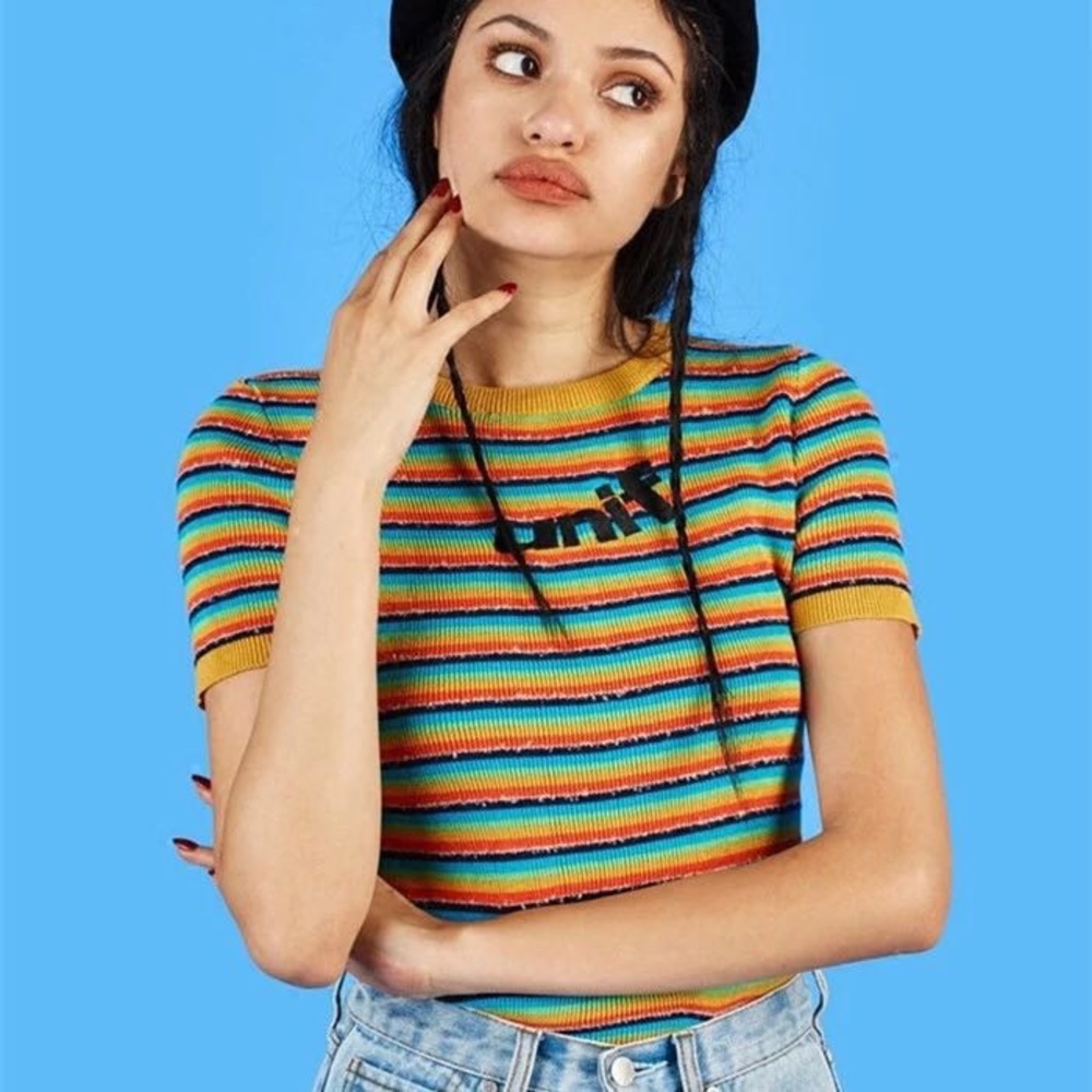 UNIF rainbow knit top- perfect condition!